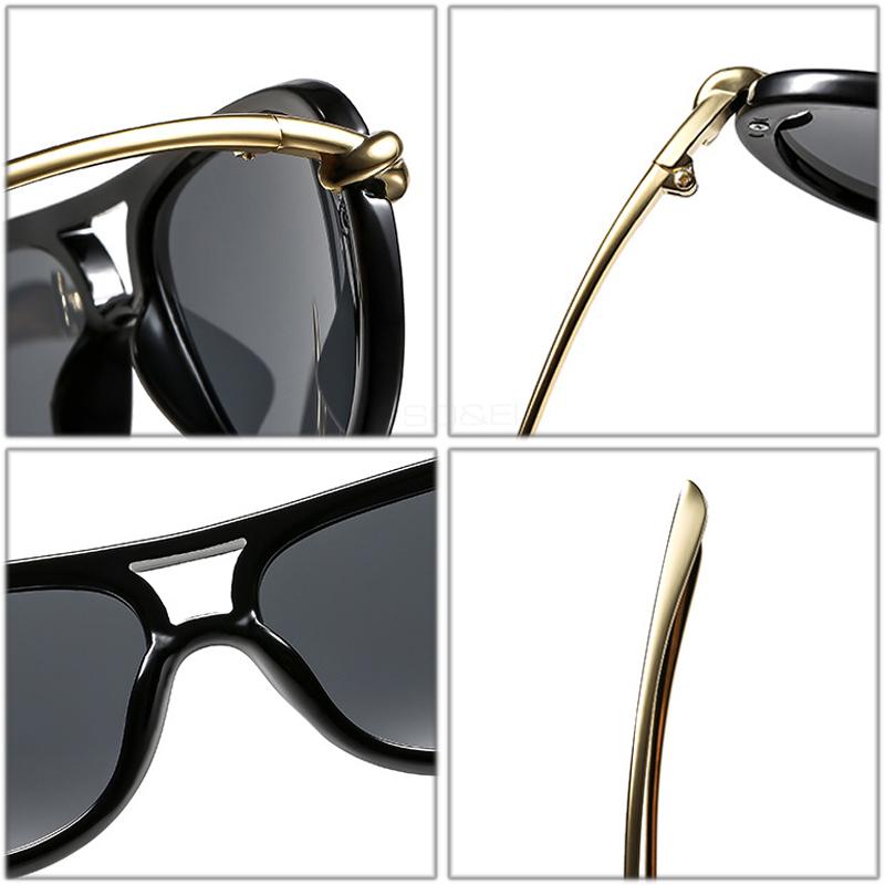 Популярные Модные Солнцезащитные Очки Авиаторы с Двойной Переносицей Женские Роскошный Брендовый Дизайнерский Аксессуар Овальные Солнцезащитные Очки с Пустотами Uv400 Мужские Очки