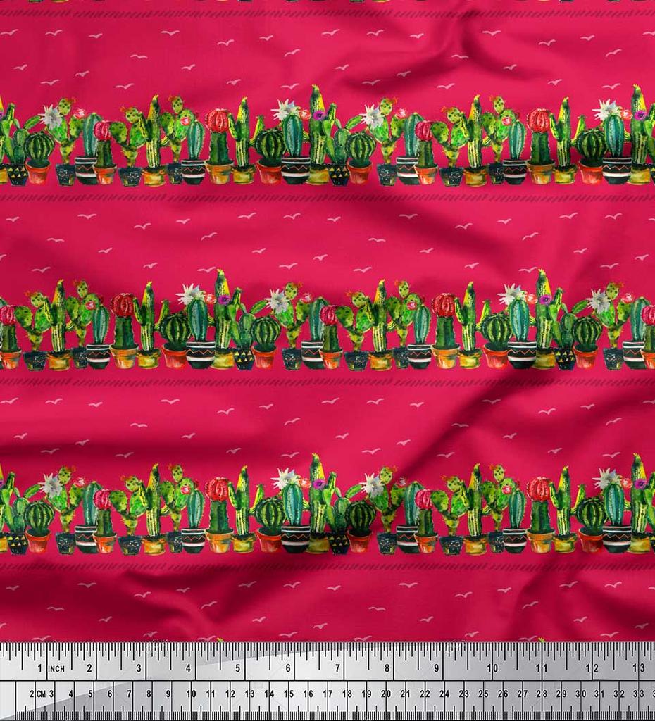 Soimoi Золотой поли креп-ткань кактус с конической тканью с принтом дерева в горшке на метр 42 дюйма