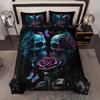3pcs Skull Bedding Set Queen Size, Goth Bedding Sets Queen Skull Comforter Set, Rose Comforter Halloween Skull Cover