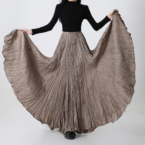 Women Maxi Skirt Elastic High Waist Super Large Pendulum Design Long Skirt Pleated Dance Skirt Party Wear