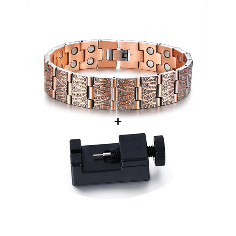 Ikuinen браслеты из чистой меди, мужская цепочка на руку, винтажный браслет на запястье, браслет для магнитной терапии, 21,5 см, медь, энергетические украшения для здоровья