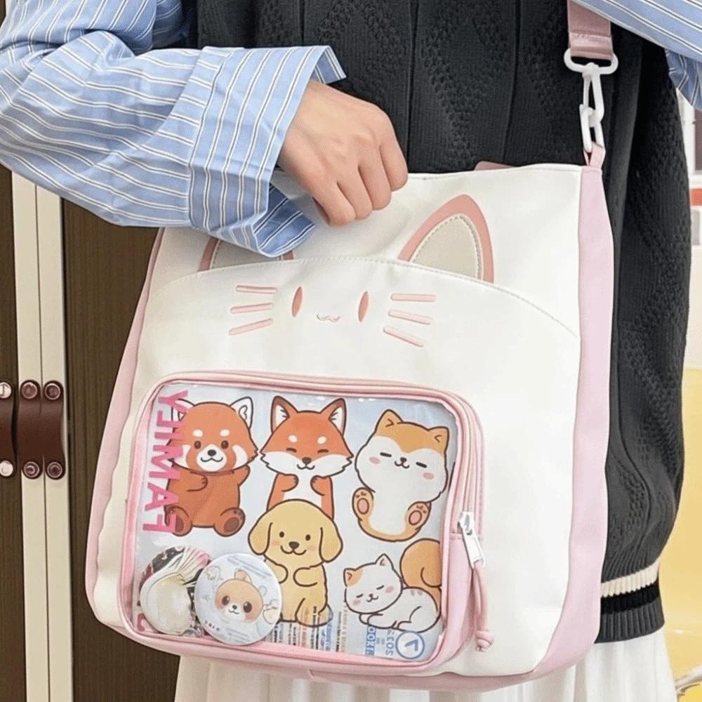 Сумка на молнии Kawaii Cat Itabag Idol Merchandise Storage Fashion Backpacks Transparent Pocket Women