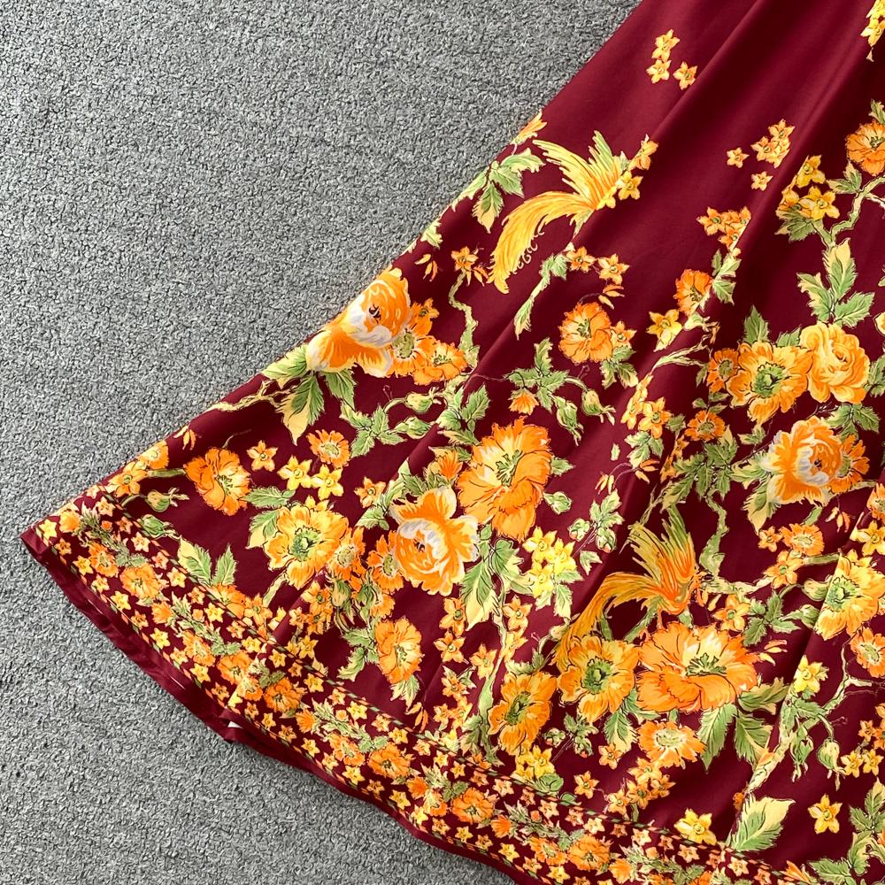 RUGOD Весенне-осеннее высококачественное платье трапециевидной формы с круглым вырезом и длинными рукавами и принтом на талии, элегантное длинное свободное платье