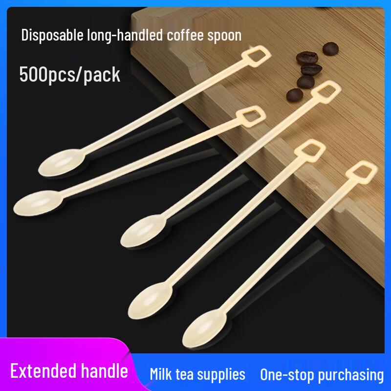 Homeglen Disposable Long Handle Plastic Stirring Spoons