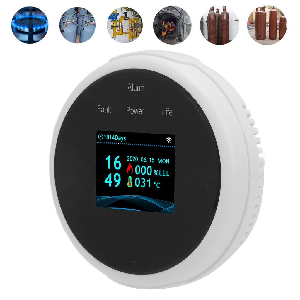 WiFi Combustible Gas Alarm Methane Natural Gas Leakage Detector Sound Light Warning for Tuya