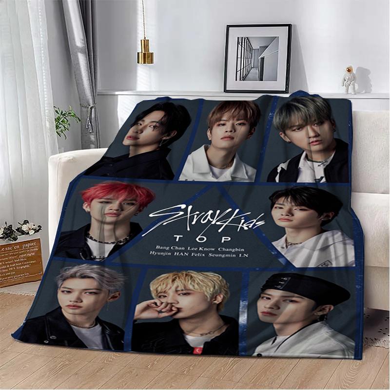 3D KPOP S-Stray-K-Kids Плед Плед для пикника Теплые фланелевые пледы Покрывала для дивана кровати Домашние Постельное белье Подарки на день рождения