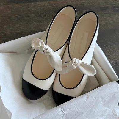 Модные весенние новые туфли на низком каблуке, женская мода, круглый носок, неглубокий вырез, бант-бабочка, цветные, мягкая подошва, нескользящие, одинарные туфли