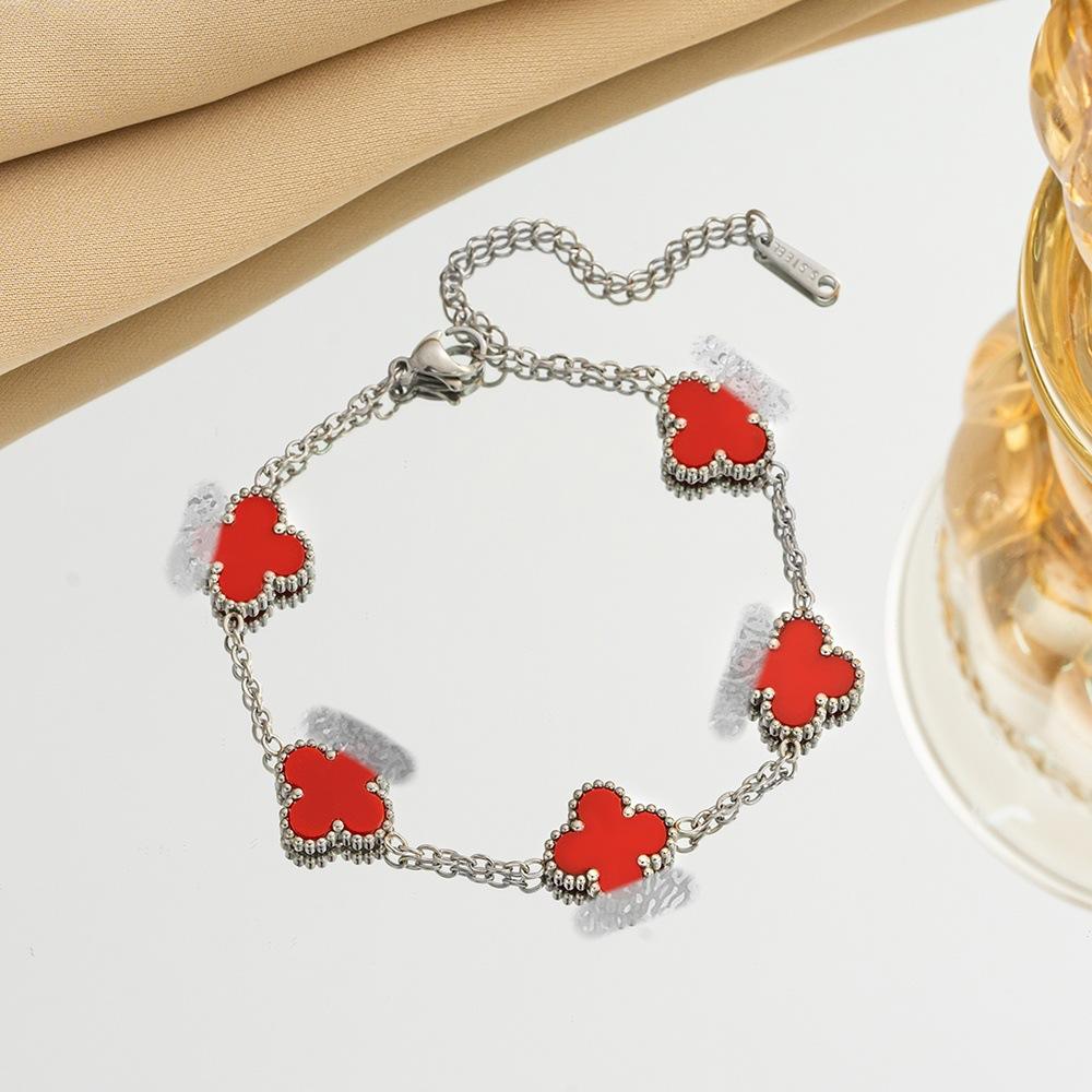 Браслет 'Четырехлистный клевер' Легкий Люкс и Высококачественный Женский Ювелирный Аксессуар и Браслет