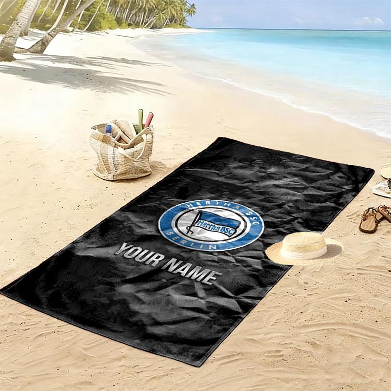 Hertha BSC Custom Name Print Beach Towel, Large Soft Quick Dry Towel for Beach Camping Swimming
