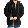 Women's Fashionable Warm Fleece Solid Color Hoodie Zipper Pocket Casual Jacket