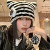 Fashion Striped Star Devil Hat Autumn Winter Women's Hats Crochet Cute Cat Ears Pointed Pullover Knitted Beanie Hat