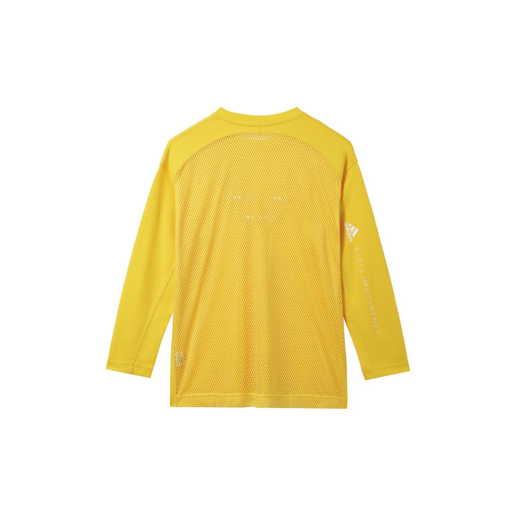 adidas SMC Повседневная спортивная футболка с круглым вырезом и длинным рукавом с принтом и надписью, женские топы, желтый GT9449