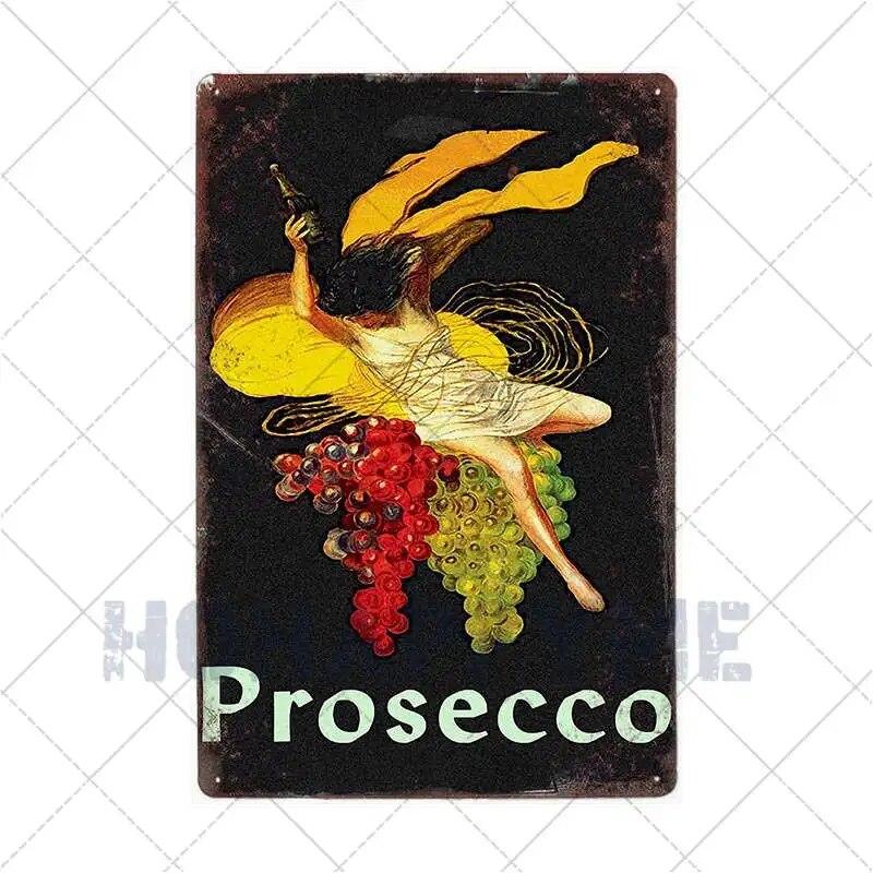 Prosecco O'Clock Metal Tin Signs Plates Cocktails Vintage Plaque Posters Pub Bar Art Wall Decoration Retro Home Decor 20x30cm