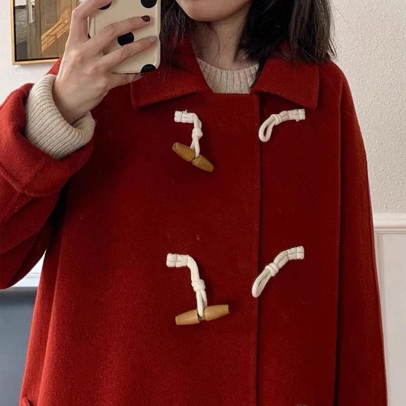 Пальто Женское Осень и Зима Новое Утепленное Маленькое Среднее и Длинное Шерстяное Пальто