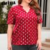Женские модные повседневные футболки и топы с v-образным вырезом и короткими рукавами с принтом в горошек