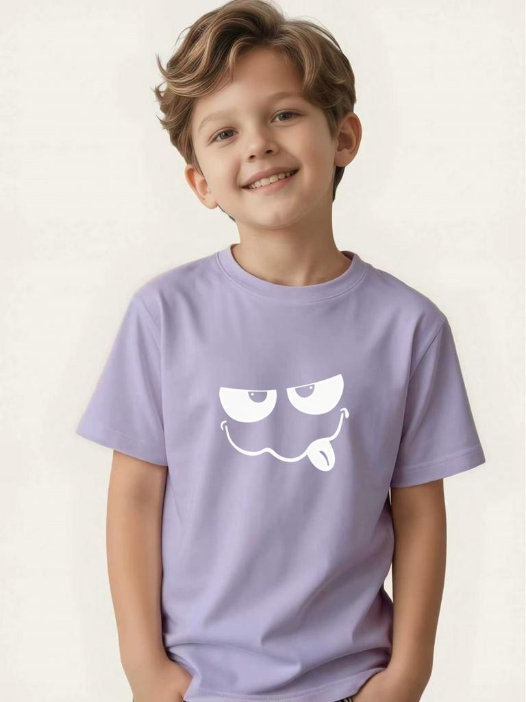 Children's funny tongue-out short-sleeved boy's summer round-neck T-shirt