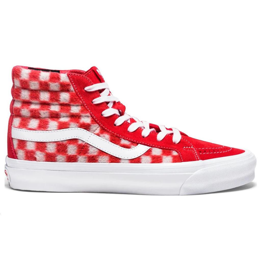Vans Concepts X Sk8 Vault Og Lx Mohair High Top Skate Shoes Unisex Sneakers Red White Checkered VN0A4BVBY5