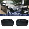 Rearview Mirror Cover Cap For BMW 5 Series E60 E61 E63 E64 2004-2008 520i 525i 528i 528xi 530i Car Door Side Carbon Fiber Black