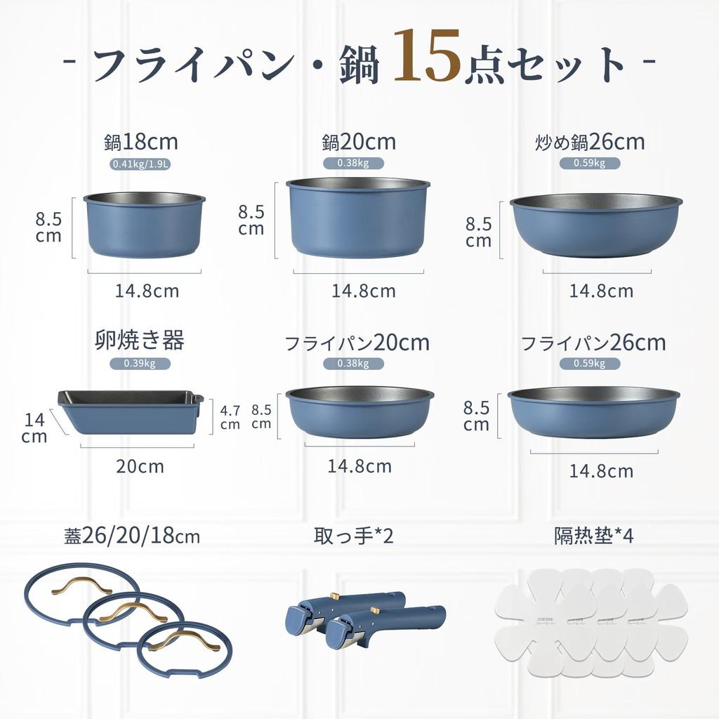 Сковорода CAROTE 15 Titanium IH совместима с газом, не содержит вредных веществ, таких как 5-слойная съемная кастрюля для яиц, легкая в использовании, роскошная, синяя, срок службы один год