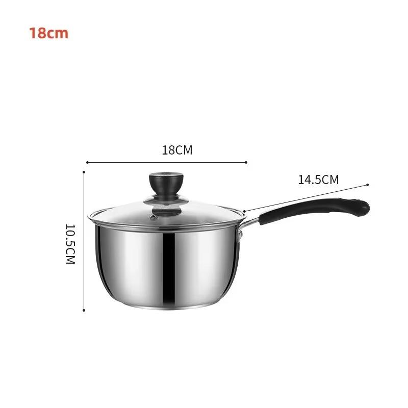 Stainless Steel Small Soup Pot Instant Noodle Cooking Pot for Induction Cooker Baby Foods Pot with Handle Kitchen Baking Tools