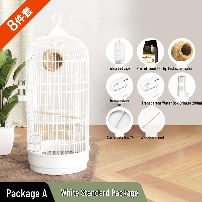 Роскошный круглый металлический набор клеток для попугаев, волнистых попугайчиков, корелл и майны