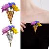 2Pcs Artful Flower Vase Brooch Real/Dried Flower Holder Wearable Floral Lapel Pin Minimalist Art Brooch