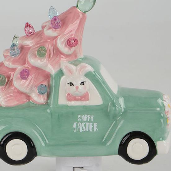 Пасхальный кролик, лампа на дереве, смоляная машина-кролик, мигающая декоративная лампа, светодиодная подсветка, фигурка животного, статуя, скульптура, весеннее пасхальное украшение для рабочего стола