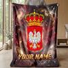 Custom Text Flannel Throw Blanket, Lightweight Cozy Bed Sofa BlanketPoland Football