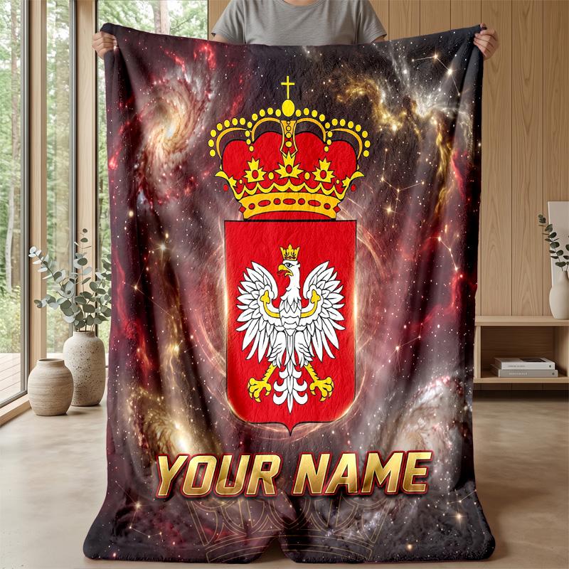 Custom Text Flannel Throw Blanket, Lightweight Cozy Bed Sofa BlanketPoland Football