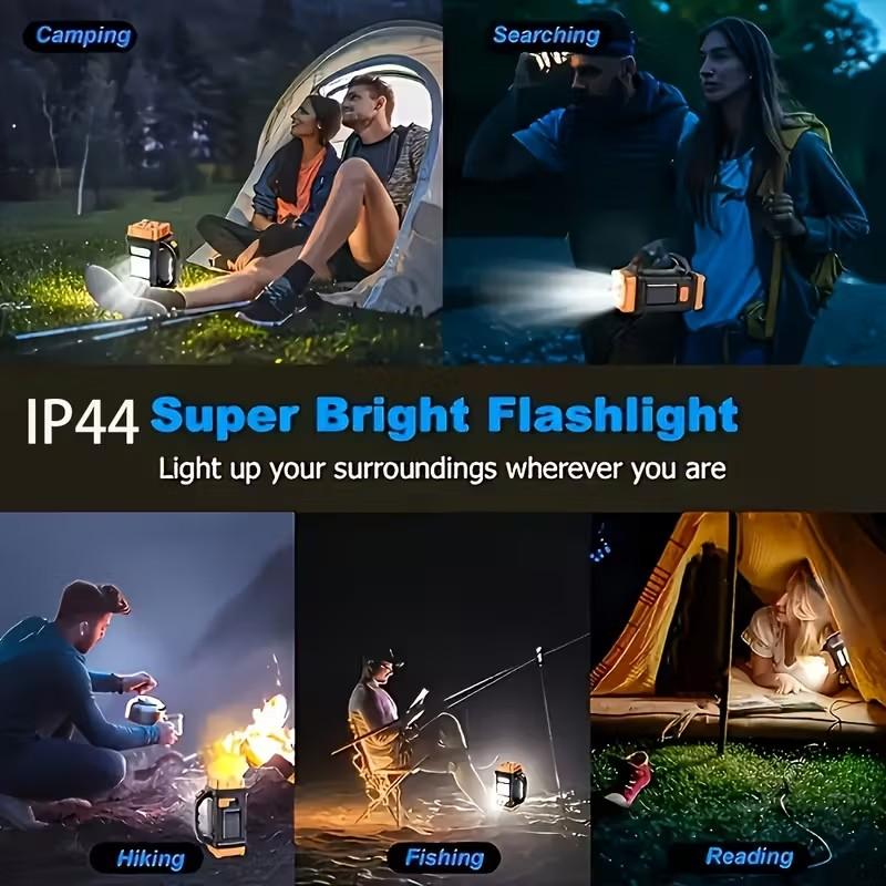 Solar-Powered Portable Light USB-Rechargeable Multi-Function Handheld Torch Ideal for Fishing and Camping Emergency Outdoor Work Light