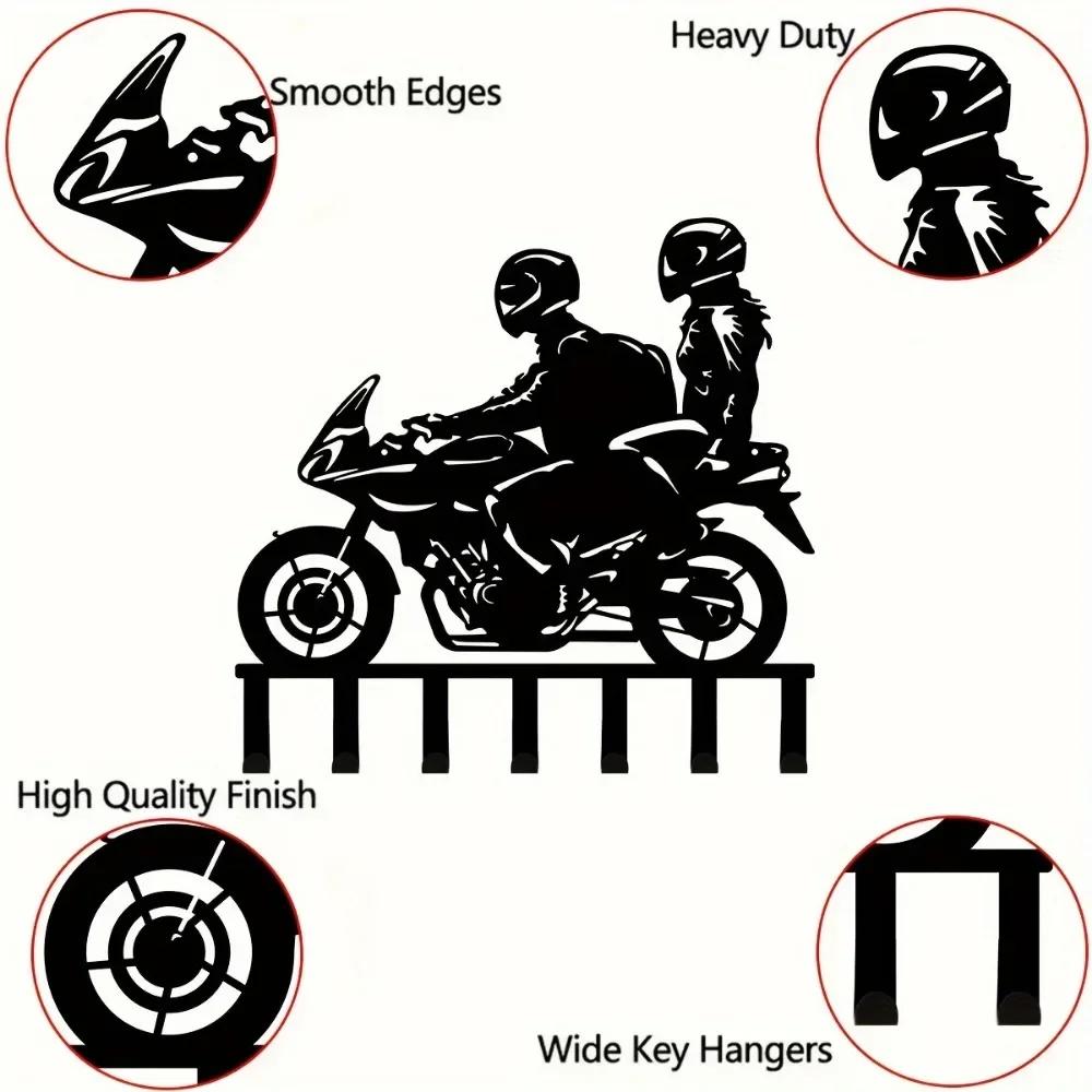 1pc Wall Couple Motorcycle Metal Key Hangers - Decorative Wall Hooks, Easy-to-Install Key Holder for Office & Home Decor