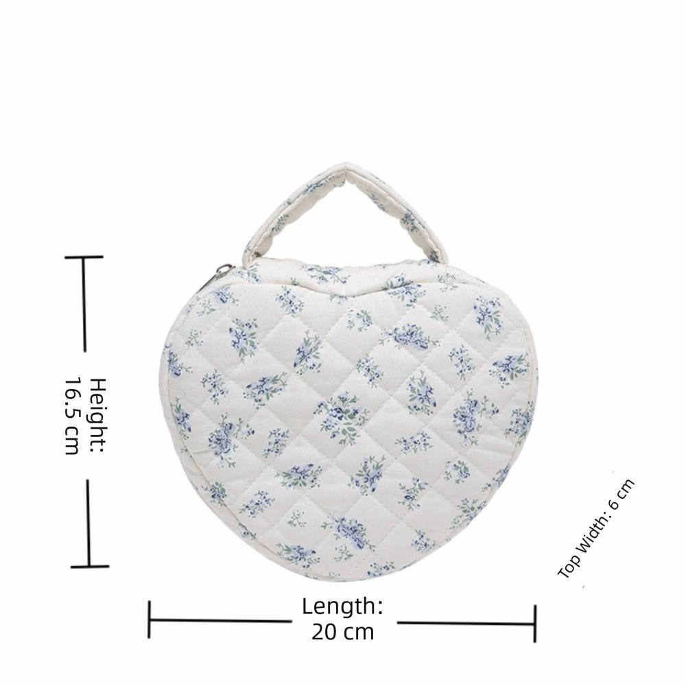 Cute Design Handheld Cosmetic Bag Quilting Cotton Floral Pattern Toiletry Bags Large Capacity Zipper Makeup Bag Handbag Storage