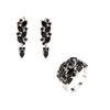 Jewelry Set Long Dangle Silver Earrings Rings Natural Black Spinel Gemstone Fashion Jewelry for Women & Lady Wedding & Festival Gift