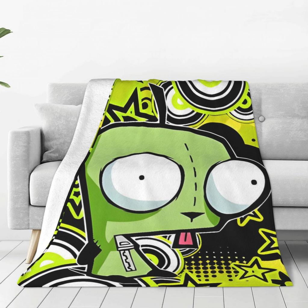 Персонализированные мультяшные одеяла I-Invader Z-Zim, теплые фланелевые пледы для дома, спальни, дивана
