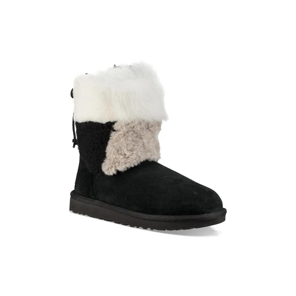 UGG Classic Short Patchwork Fluff Stay Warm Cozy Fleece Lined Black Women's (Unisex) Snow Boots 1098071 BLK