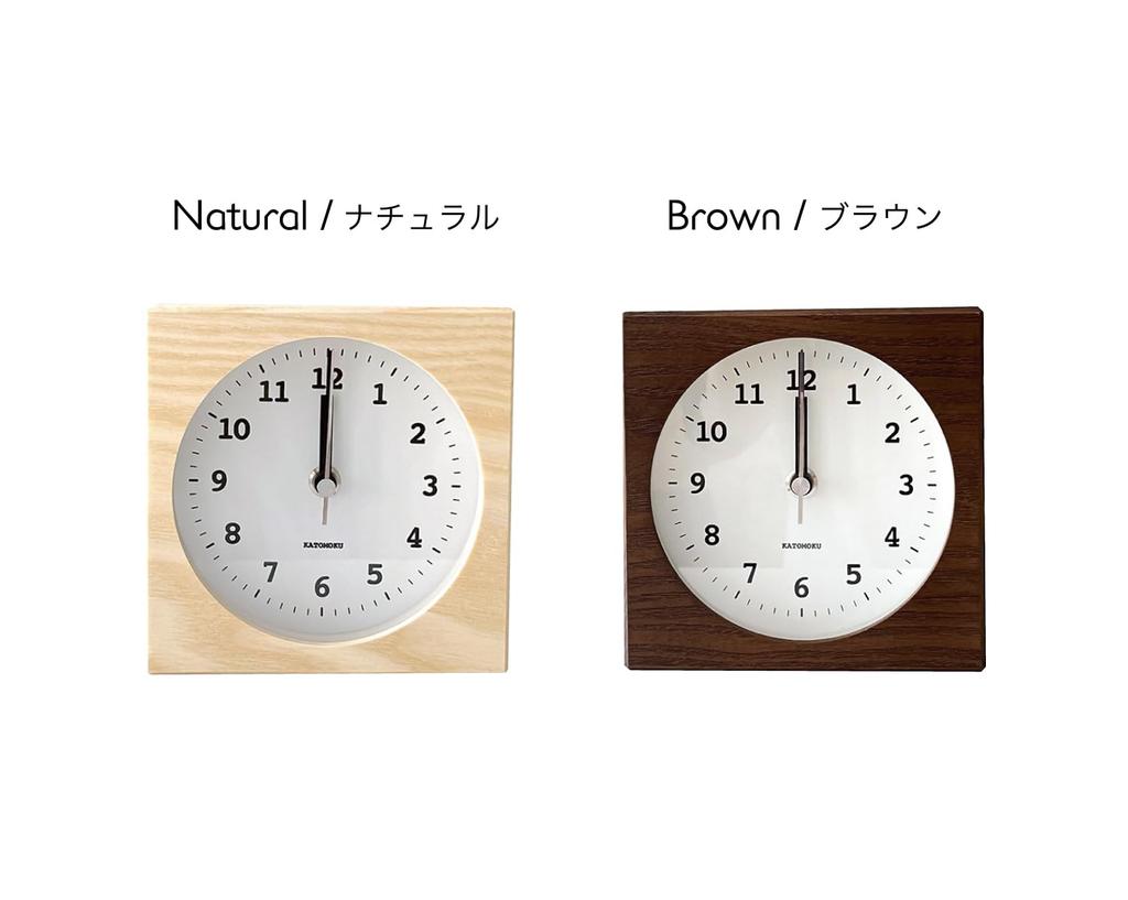 KATOMOKU Dual Use Clock 4 Natural km-95NARC Wall/Tabletop Use Radio-Controlled Clock with Continuous Second Hand, 14cm
