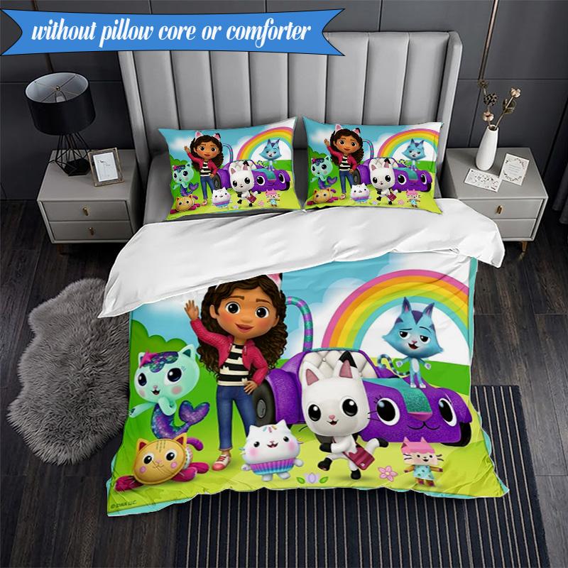 Rainbow Friends Dollhouse 3pcs K-pop music group Bedding set,Ideal for Bedroom, Dormitory,Including Duvet Cover And 2pcs Pillowcases,Fan gifts