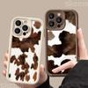 Винтажный чехол для телефона с рисунком под коричневую коровью кожу для iPhone 16 Pro Max 15 14 13 12 11 16E 7 8 Plus X XS XR Матовый ударопрочный мягкий чехол