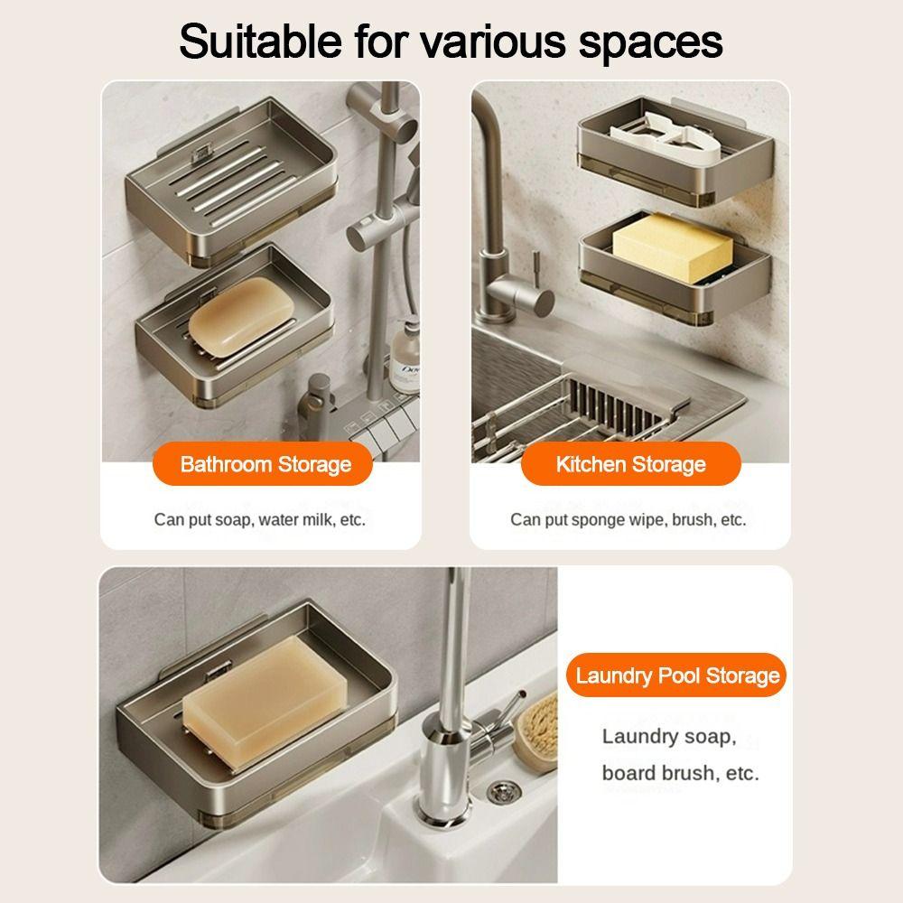 Metal Soap Box Drainable Soap Container Tray Durable Soap Dish  Bathroom Kitchen Sink Organizer