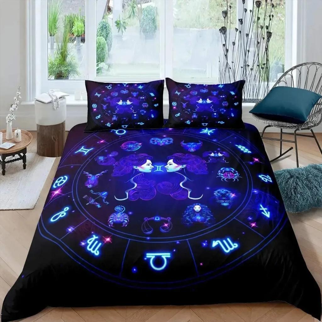 Комплект пододеяльника Gemini Twin Size Созвездие Комплект пододеяльника Космическое пространство Вселенная Планета Принт Комплект постельного белья для детей Подростков