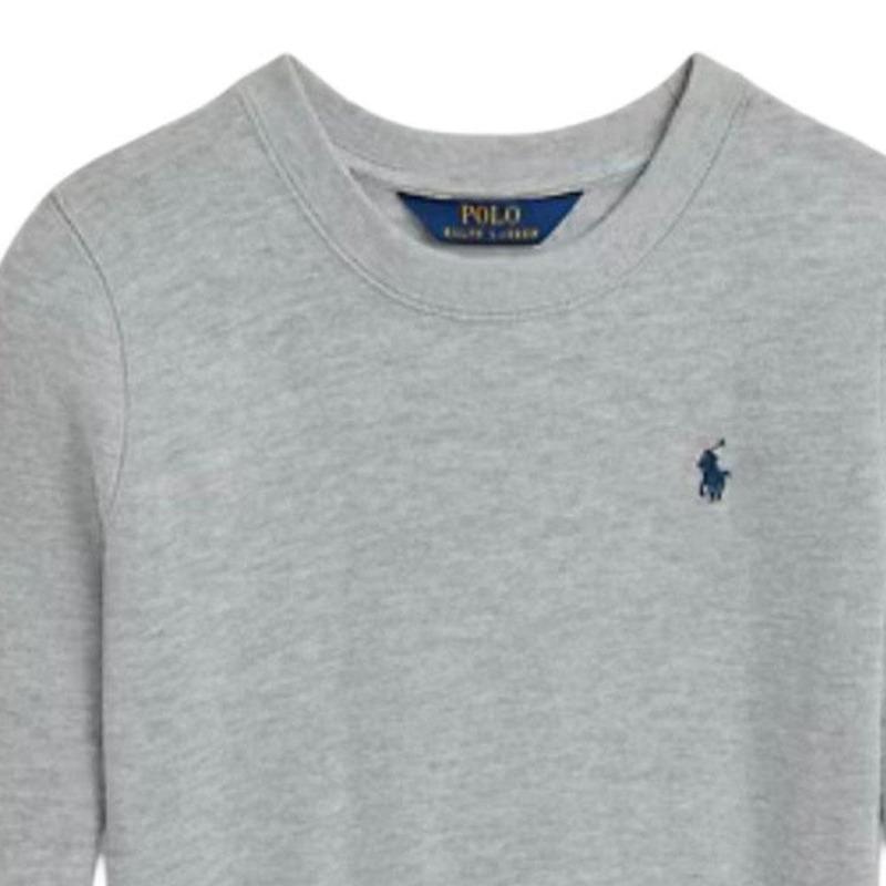 Ralph Lauren FW24 Solid Pony Embroidered Crew Neck Pullover Long Sleeve Sweatshirt Kids Gray 313844839-003