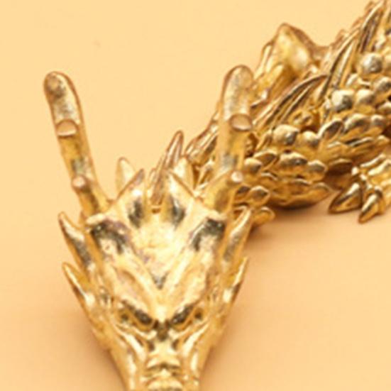 Chinese Zodiac Dragon Statue Golden Brass Dragon Sculpture with Movable Joints Chinese Zodiac Dragon Collectible Figurine Table Decor Ornament