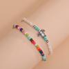 2 Pcs Beach Bead Anklet Colorful Rainbow Color Turtle Pendant Bohemian Style