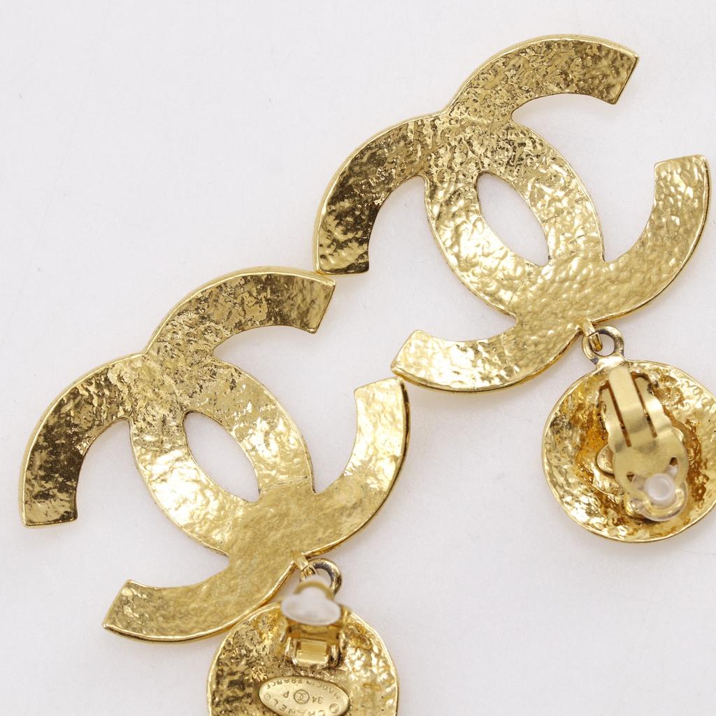 CHANEL COCO Mark Earring Matelasse vintage Plated Gold 45g Women Used