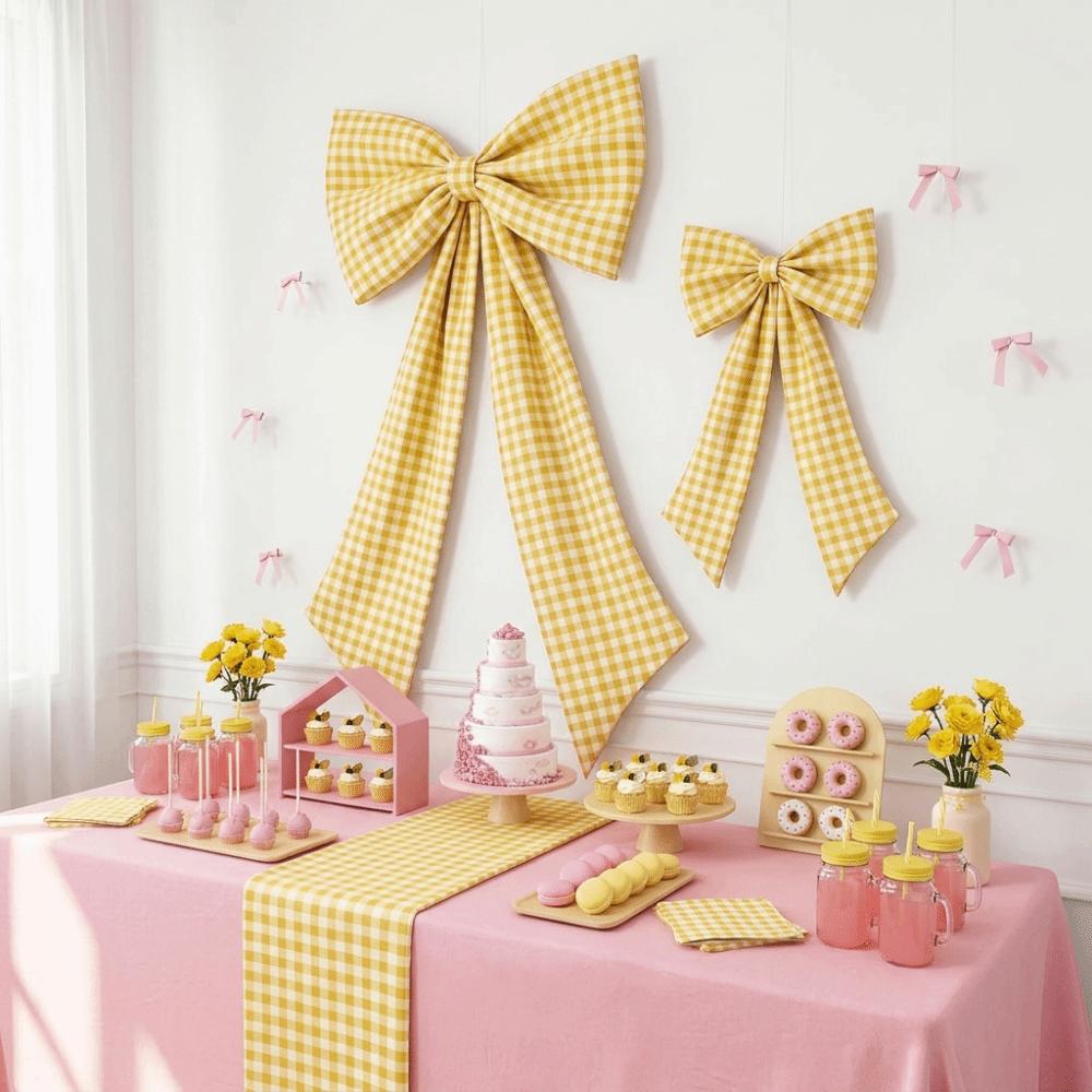 Multi-Purpose Fabric Bow Wall Decor Plaid Bow Large Fabric Bow Wedding Photo Booth