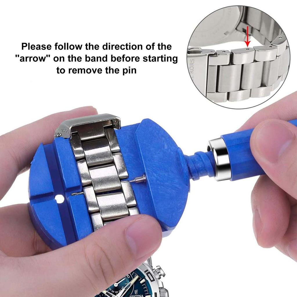 Watch Band Strap Link Pins Remover Repair Tool,16 In 1 Kit for Watchmakers with Pin Pushers Tweezer and Hammer