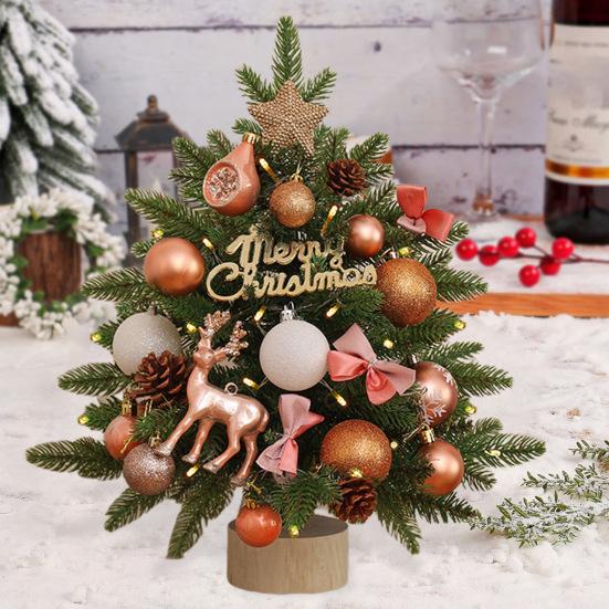 Мини-елка 45 см, светящаяся настольная искусственная рождественская сосна, работающая от батареек, маленькая