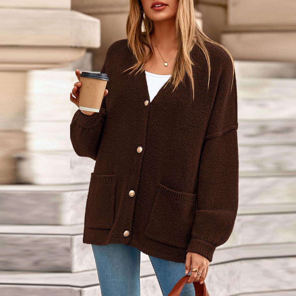 Sweaters For Women Button Long Sleeve Knit Sweater Coats With Pockets