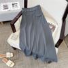 Long Black Skirt Women Streetwear High Waist A-line Belt Slim Irregular Split Sexy Goth Maxi Skirt Autumn Fashion