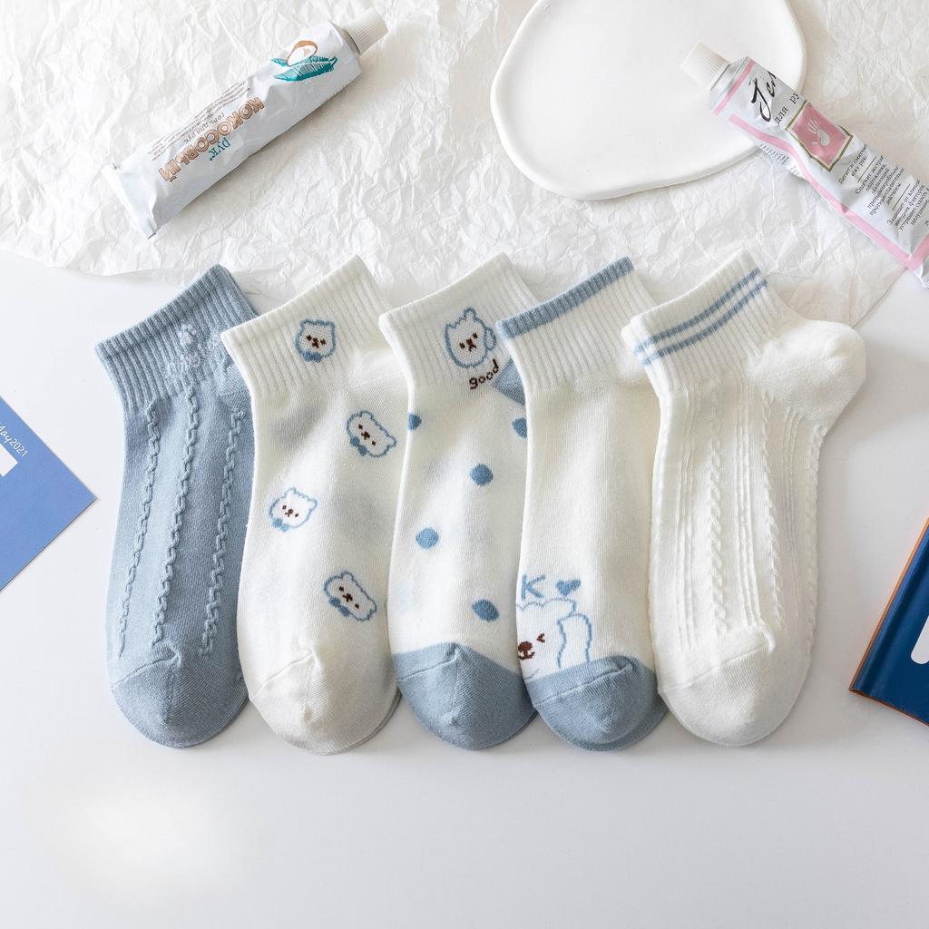 5 Pairs of Short Socks Women's Cute Stockings Soft, Breathable, and Comfortable Socks